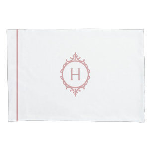 Chelsea Pink Blush and White Monogrammed Pillowcase