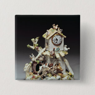 Chelsea porcelain farmyard clock case 15 cm square badge