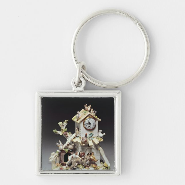 Chelsea porcelain farmyard clock case key ring (Front)