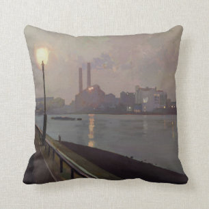 Chelsea Power Station by Night Cushion