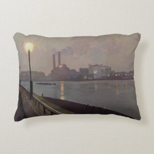 Chelsea Power Station by Night Decorative Cushion