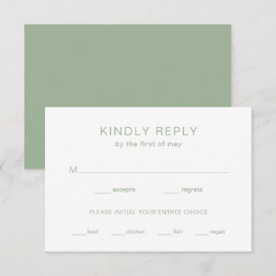 Chelsea Sage Green Modern Wedding RSVP Card