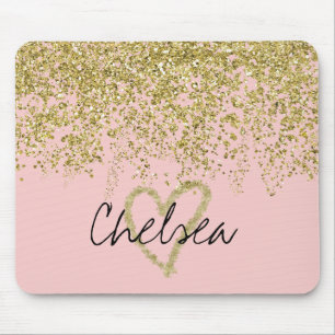 Chelsea's Glitter-y Heart Cascade Mouse Mat