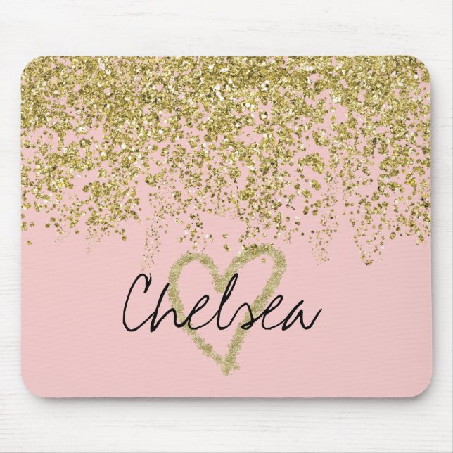 Chelsea's Glitter-y Heart Cascade Mouse Mat (Front)