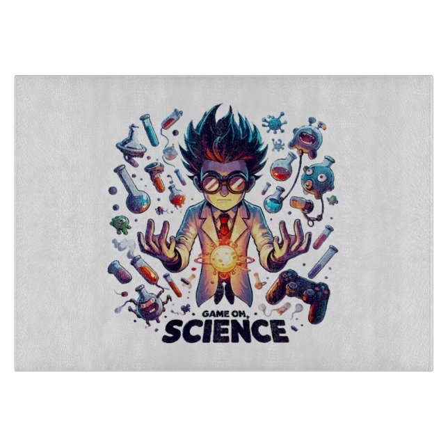 Chemical Concoction Game On, Science Theme Cutting Board (Front)