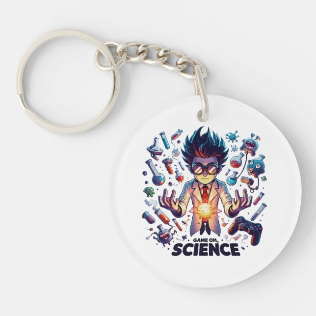 Chemical Concoction Game On, Science Theme Key Ring (Front)