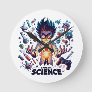 Chemical Concoction Game On, Science Theme Round Clock