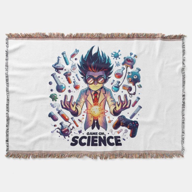 Chemical Concoction Game On, Science Theme Throw Blanket (Front)