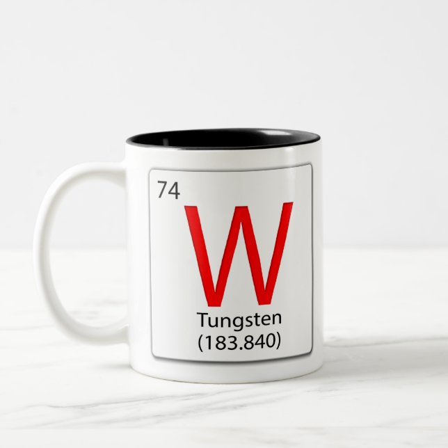 Chemical element tile W Tungsten Two-Tone Coffee Mug (Left)