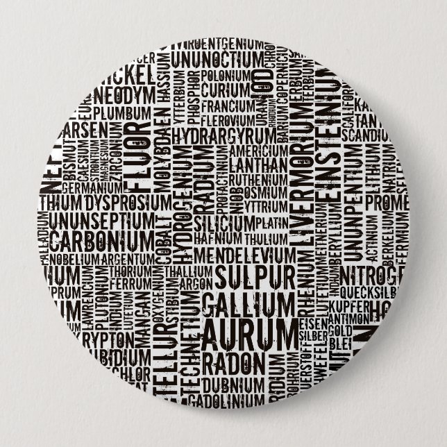 Chemical Elements 10 Cm Round Badge (Front)