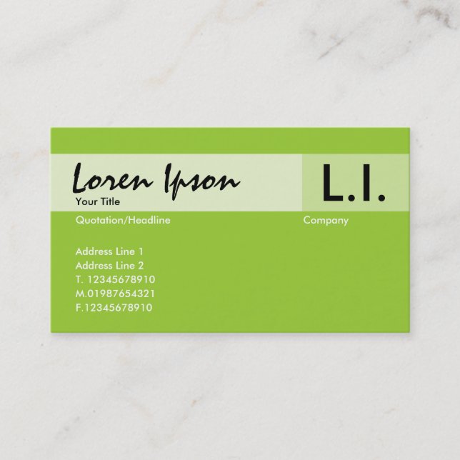 Chemical Elements - Martan Green Business Card (Front)