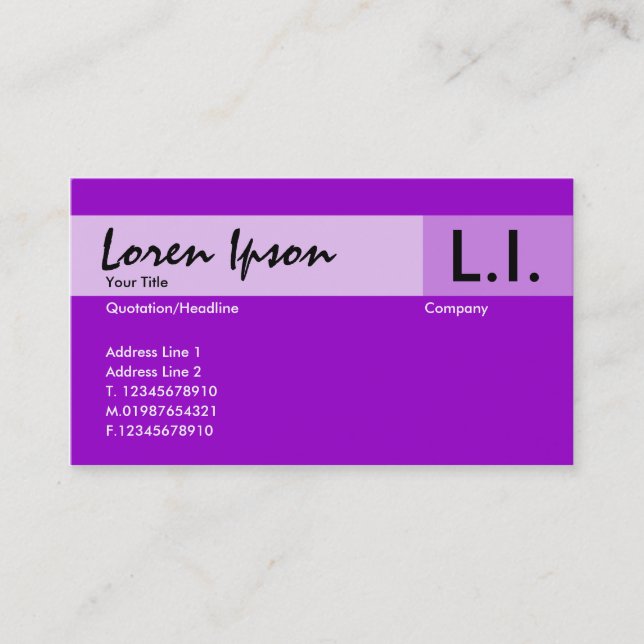 Chemical Elements - Purple Business Card (Front)