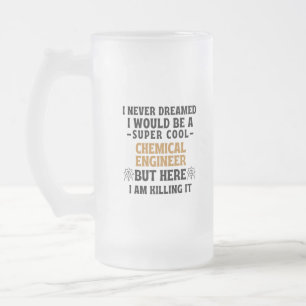 CHEMICAL ENGINEER FROSTED GLASS BEER MUG