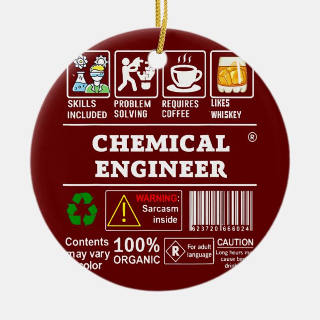 CHEMICAL ENGINEER Label Skills Solving Coffee Ceramic Tree Decoration (Front)