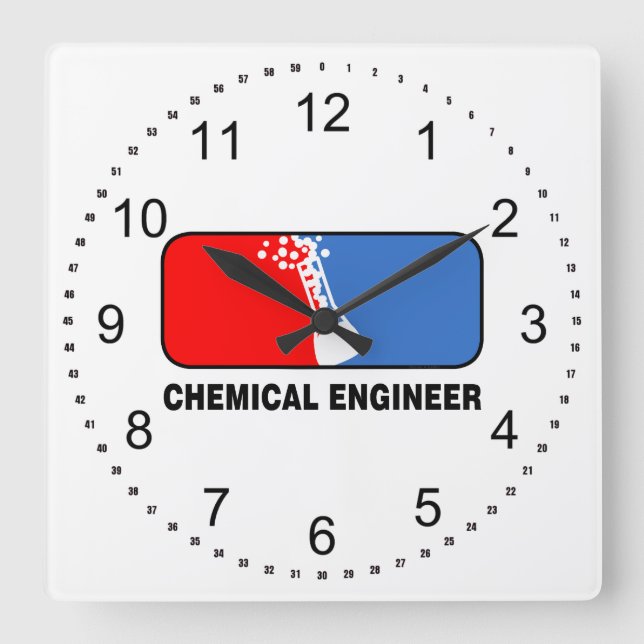 Chemical Engineer League Square Wall Clock (Front)