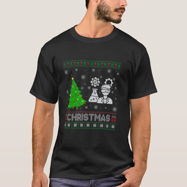 Chemical Engineer Xmas Tree Lighting Ugly Christma T-Shirt (Front)