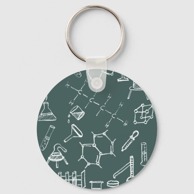 Chemical lab equipment scribbles key ring (Front)
