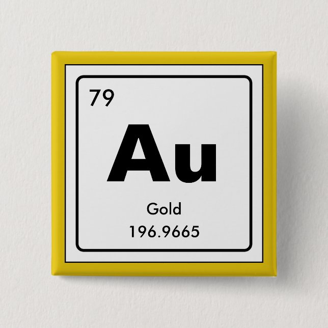 Chemical periodic table of elements: Au 15 Cm Square Badge (Front)