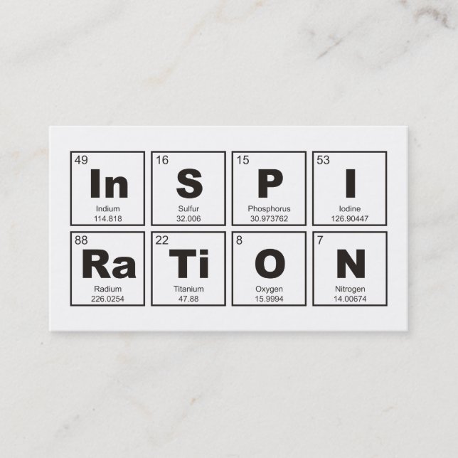 Chemical periodic table of elements: InSPIRaTiON Business Card (Front)