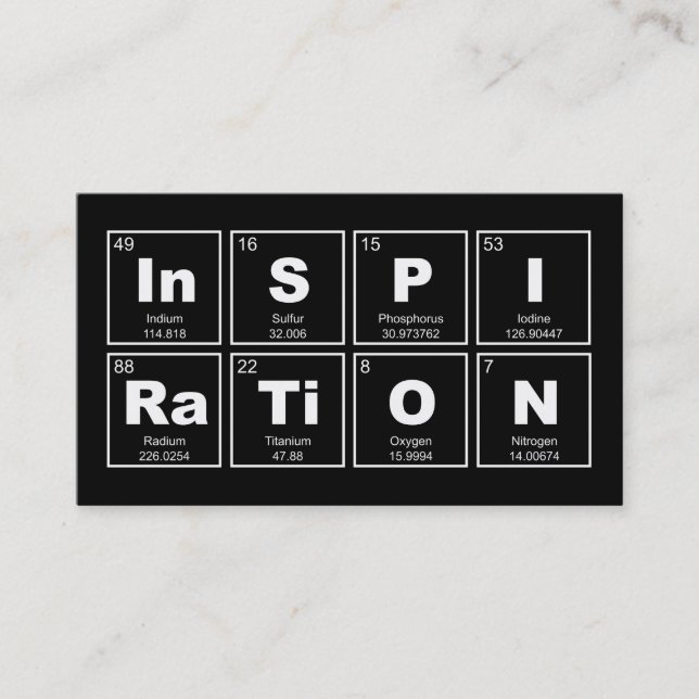 Chemical periodic table of elements: InSPIRaTiON Business Card (Front)