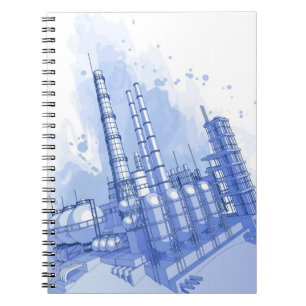 Chemical plant & watercolor background notebook