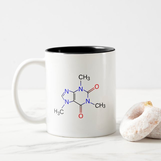 Chemical structure of Caffeine Two-Tone Coffee Mug (With Donut)