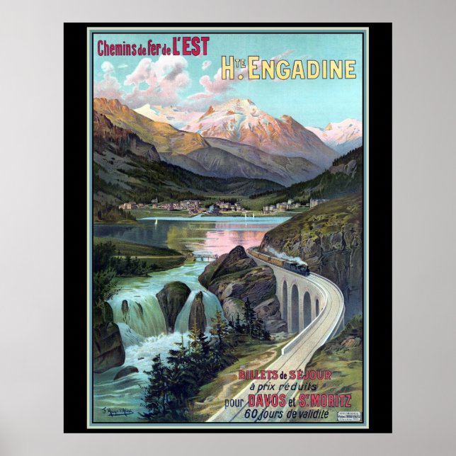 Chemins de fer de L'EST for Davos and St. Moritz Poster (Front)