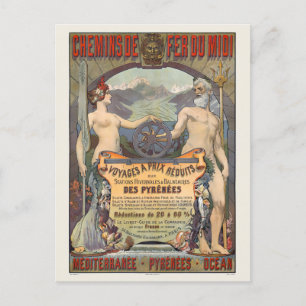 Chemins de fer du Midi France Vintage Poster 1900 Postcard