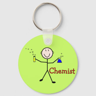 Chemist Gifts-Stick Person With Test Tubes Key Ring
