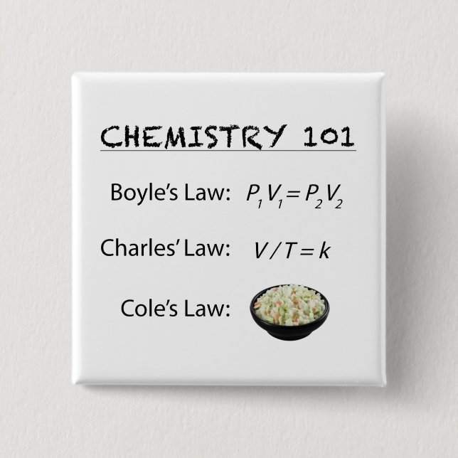 Chemistry 101 - Cole's Law 15 Cm Square Badge (Front)