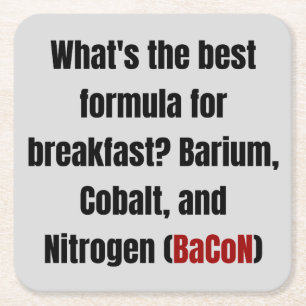 Chemistry Bacon Pun Dad Joke Science Funny Square Paper Coaster