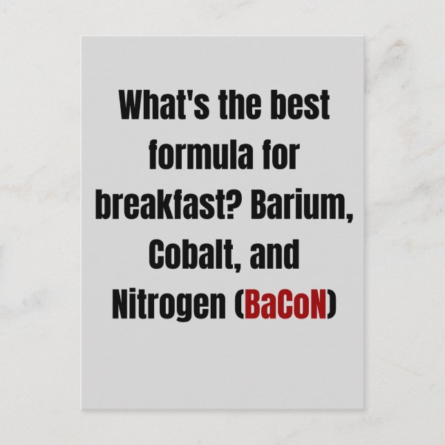 Chemistry Bacon Pun Postcard (Front)