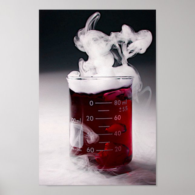 Chemistry Beaker red Liquid, smoke Poster (Front)