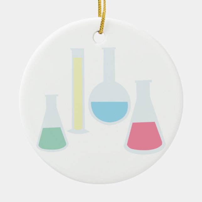 Chemistry Beakers Ceramic Tree Decoration (Front)