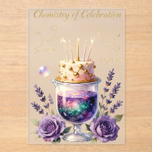 Chemistry Birthday Celebration Flask and Floral Ca