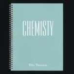 Chemistry Blank and Lined Paper Aqua Blue Name Notebook<br><div class="desc">A cute,  trendy notebook to take to chemistry class or for homework with a simple,  minimalist cover in pretty aqua blue and space for the school subject and your name to be personalised.</div>
