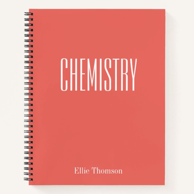 Chemistry Blank and Lined Paper Coral Notebook (Front)