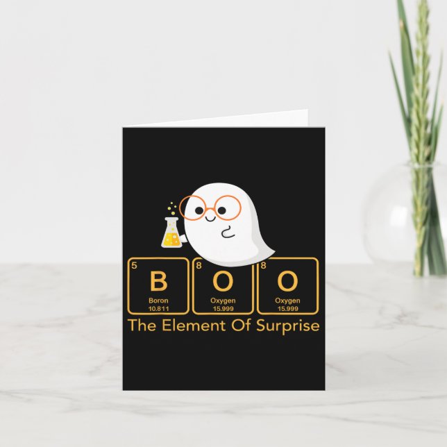 Chemistry Boo The Element Of Surprise Cute Chemist Card (Front)