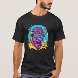 Chemistry Buff Bison With Glasses Art T-Shirt
