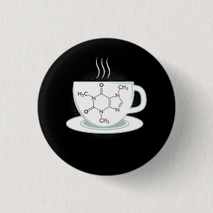 Chemistry Caffeine Molecule 3 Cm Round Badge