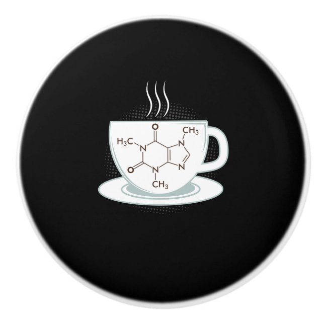 Chemistry Caffeine Molecule Ceramic Knob (Front)