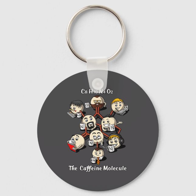 Chemistry Caffeine Molecule Funny Science Geek Cof Key Ring (Front)