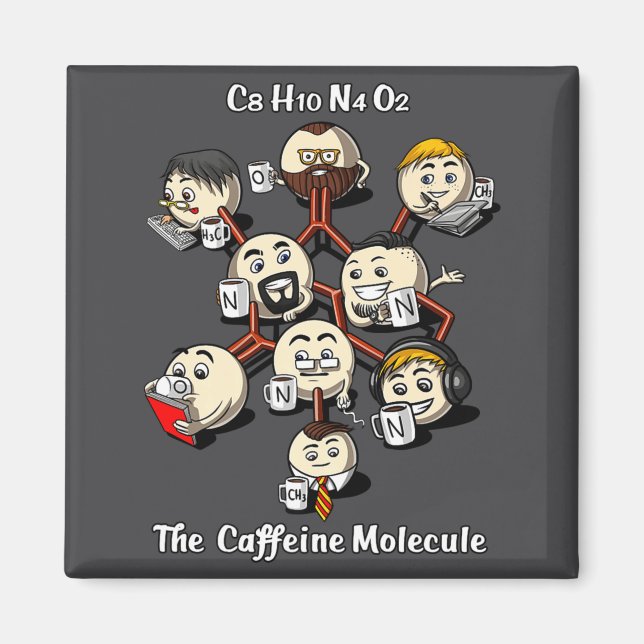 Chemistry Caffeine Molecule Funny Science Geek Cof Magnet (Front)