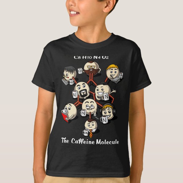 Chemistry Caffeine Molecule Funny Science Geek Cof T-Shirt (Front)