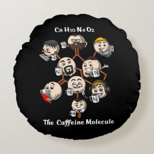 Chemistry Caffeine Molecule Science Coffee Geek Round Cushion