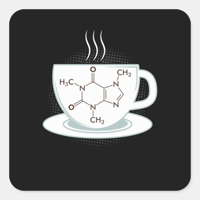 Chemistry Caffeine Molecule Square Sticker (Front)