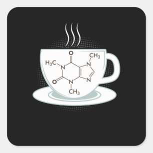 Chemistry Caffeine Molecule Square Sticker