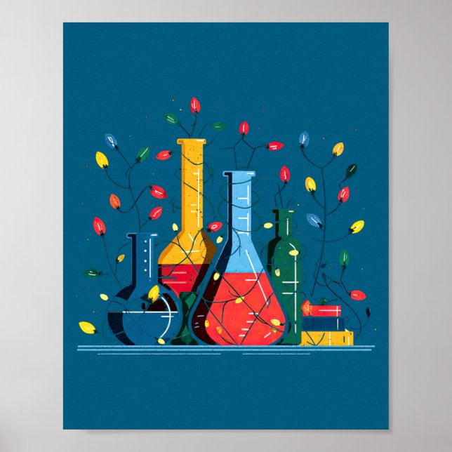 Chemistry Christmas Lights Lover Chemist Science L Poster (Front)