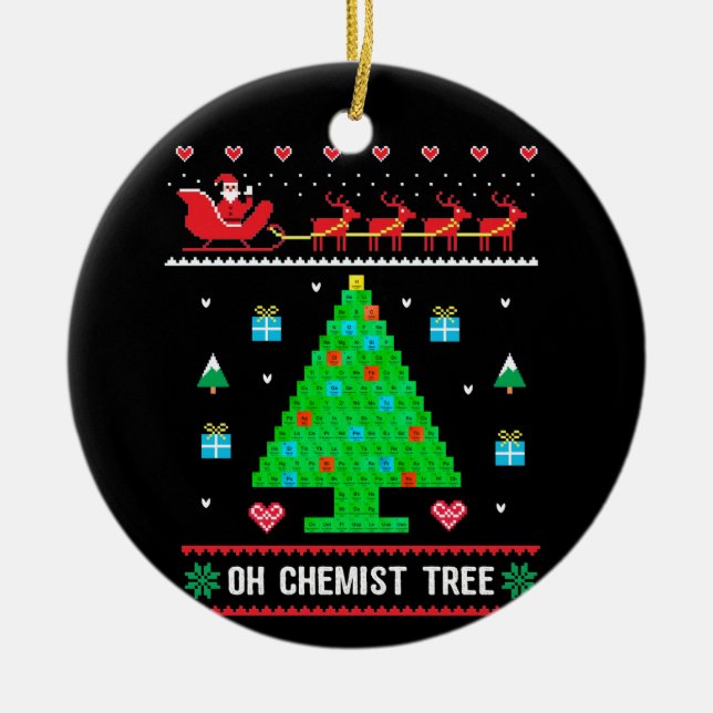 Chemistry Christmas Outfit Chemist Tree Xmas Ceramic Tree Decoration (Front)