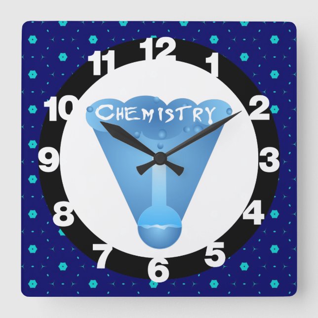 Chemistry Cloud Beaker Square Wall Clock (Front)